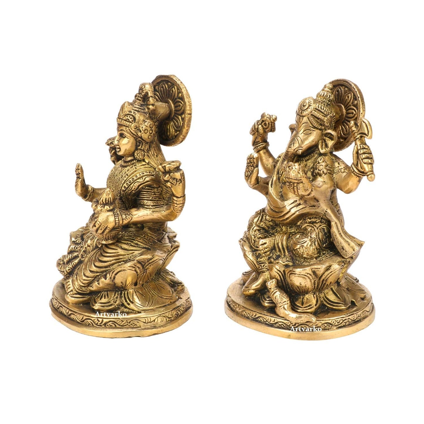 Brass Lakshmi and Ganesha idol set-artycraftz.com