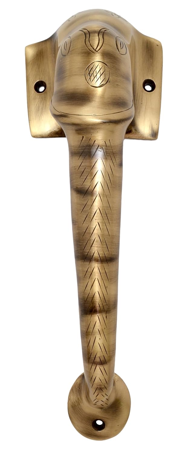 Large Brass Elephant Door Handle – 9 Inch Antique Finish Main Door Pull-ArtyCraftz.com