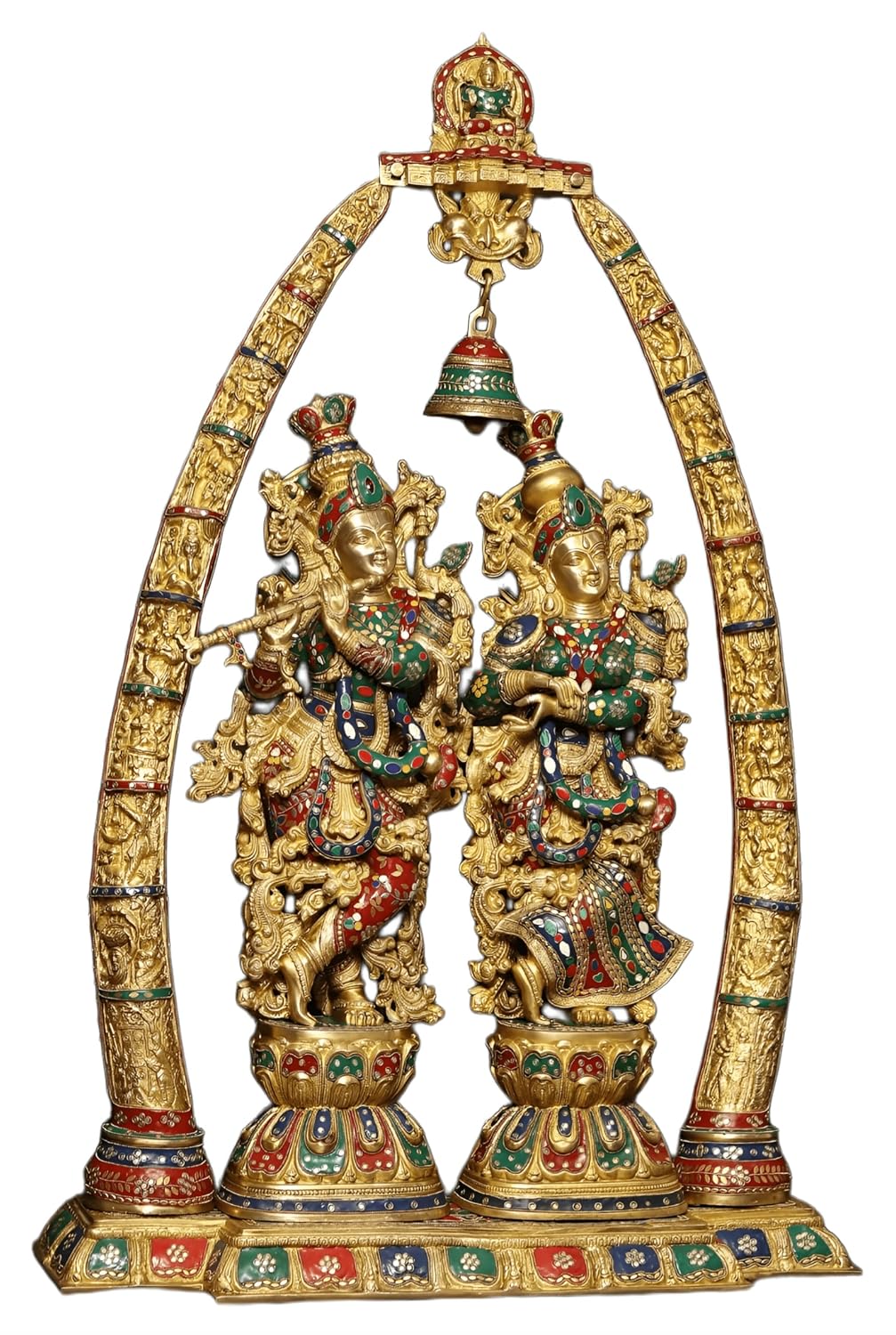 Large Brass Radha Krishna Sculpture 44 Inch-ArtyCraftz.com