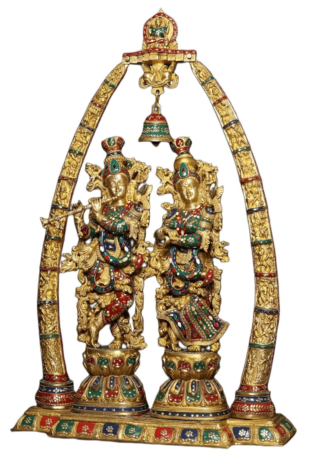 Large Brass Radha Krishna Sculpture 44 Inch-ArtyCraftz.com