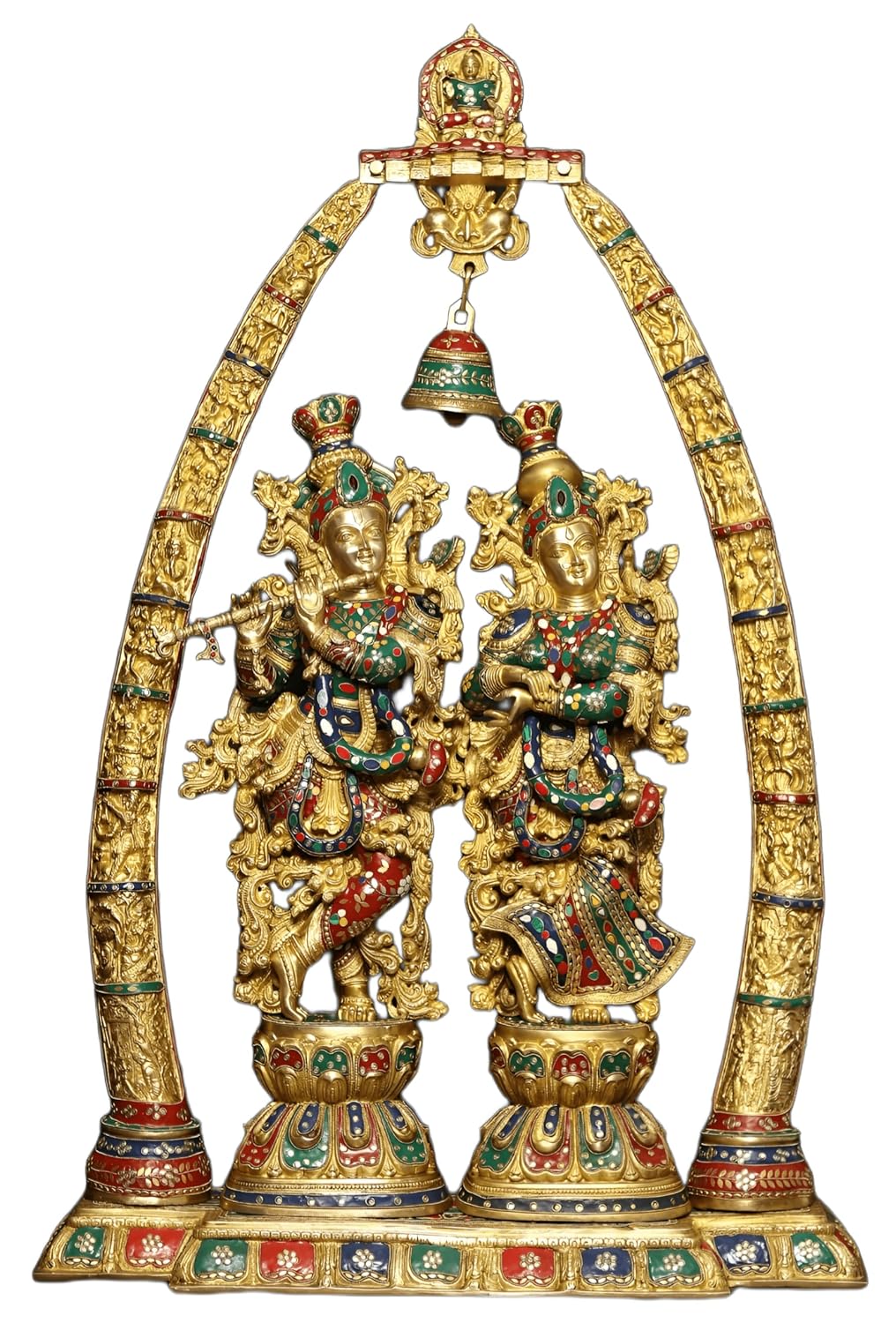 Large Brass Radha Krishna Sculpture 44 Inch-ArtyCraftz.com