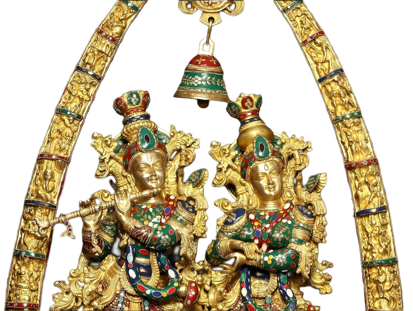 Large Brass Radha Krishna Sculpture 44 Inch-ArtyCraftz.com