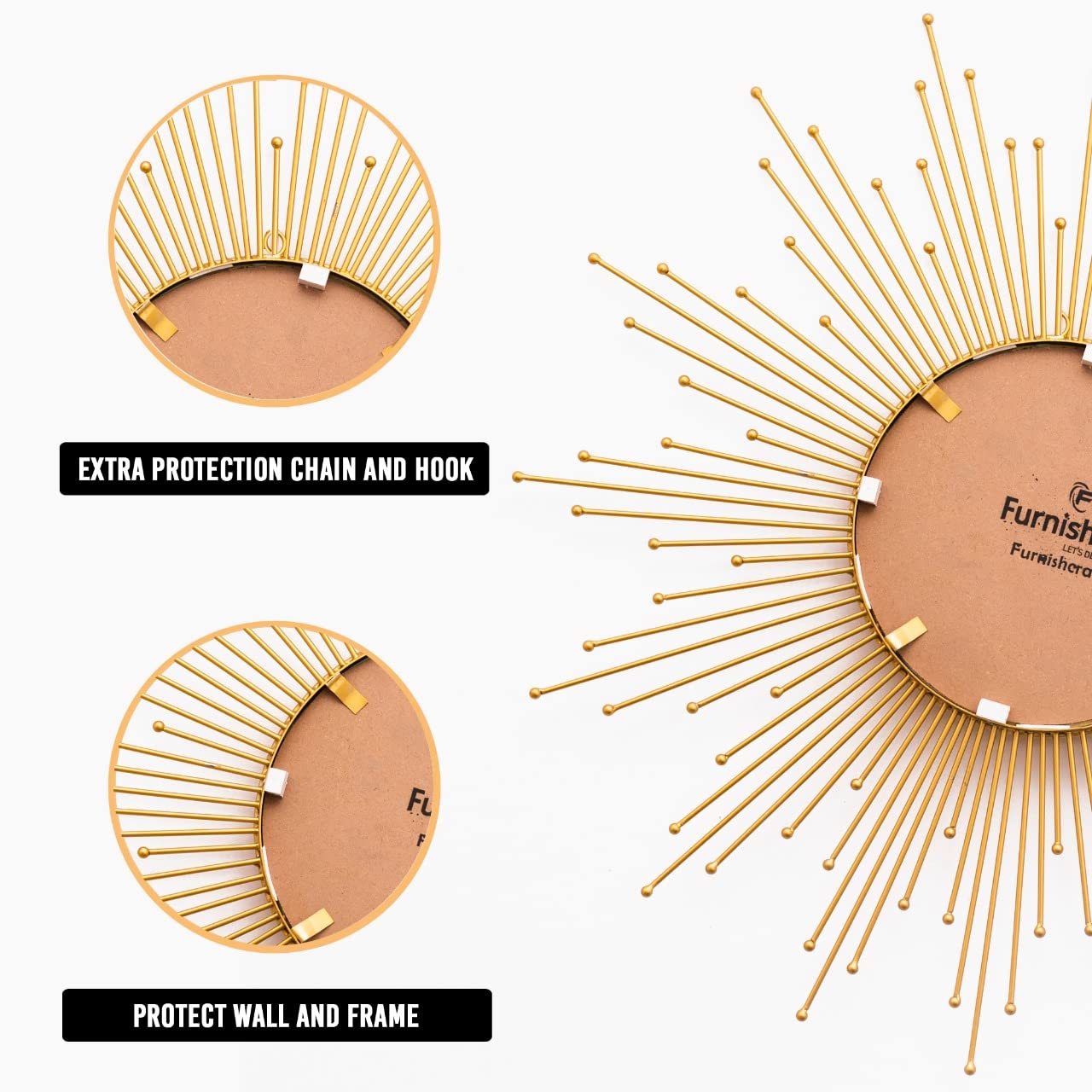 Large Gold Sunburst Wall Mirror-ArtyCraftz.com