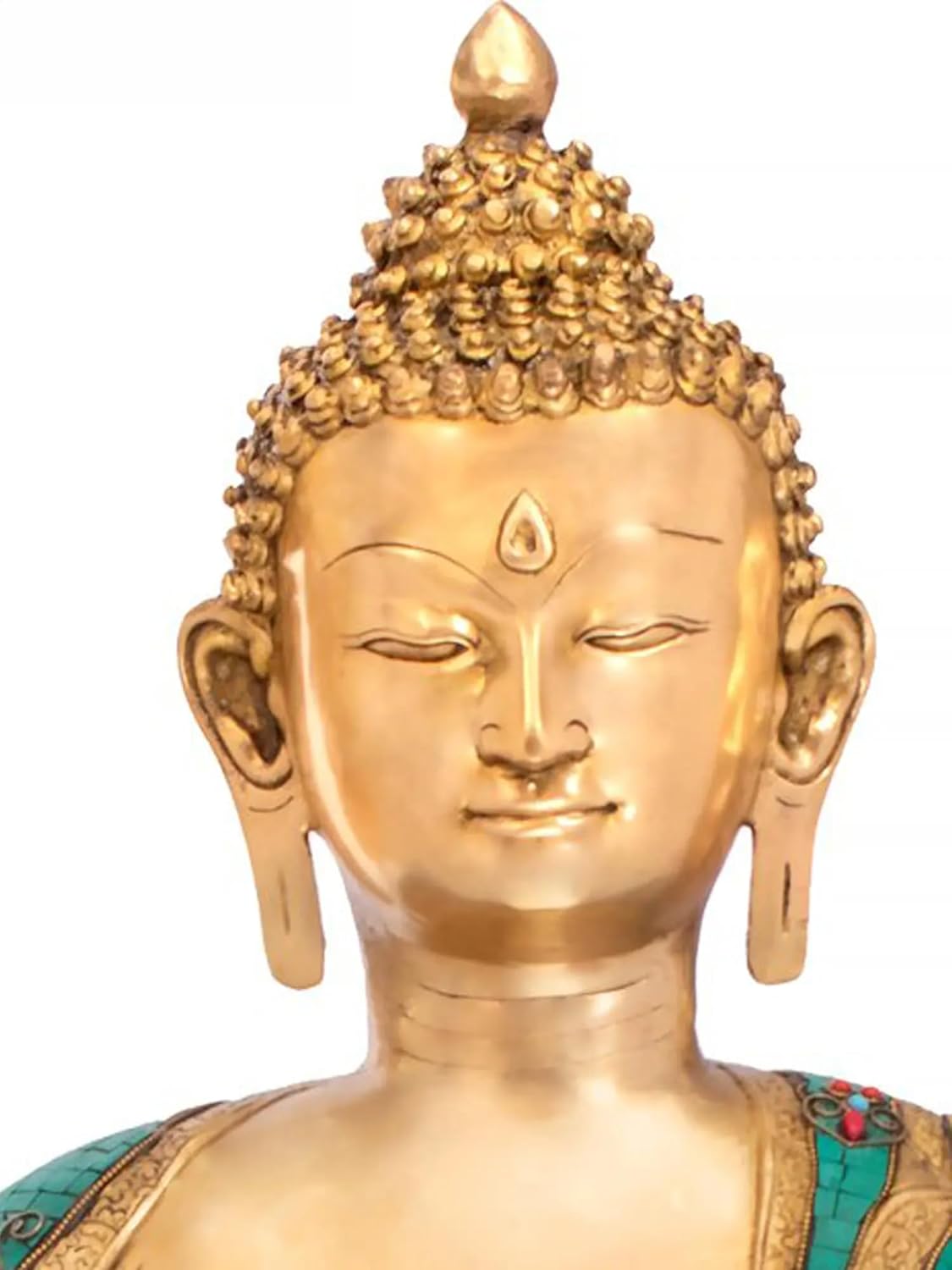 Large Handcrafted Buddha Statue with Stone Inlay Finisht - ArtyCraftz.com