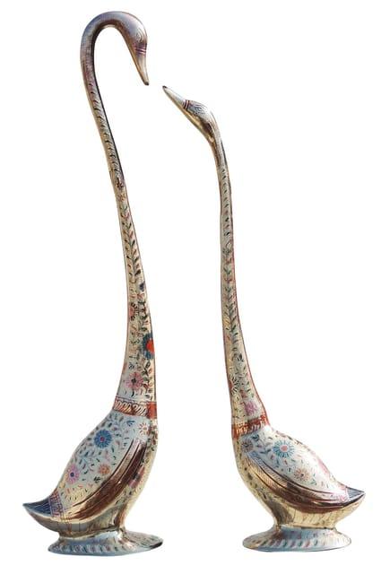 Large Meenakari Swan Pair Showpiece for Home Decor and Gifting 8.3*4*32 Inches - ArtyCraftz.com