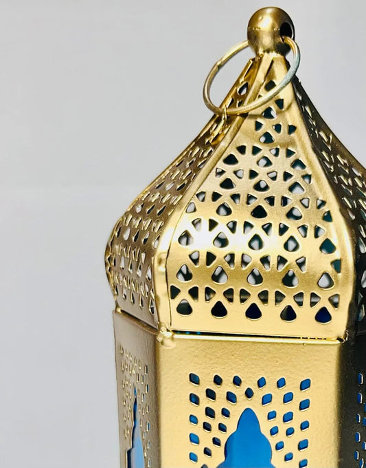 Large Moroccan Antique Moksha Hanging Iron Tealight Candle Holder Lantern (Multicolor, 6)