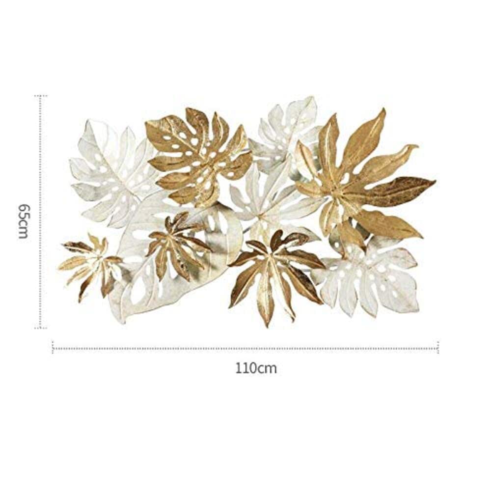Large gold and white iron floral leaf wall art for living room decor- ArtyCraftz.com