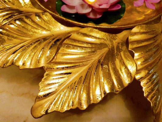 Leaf Shape Metal Urli Bowl Detailed View