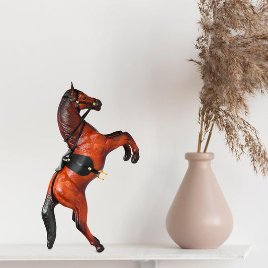 Leather Galloping Horse Showpiece-ArtyCraftz.com
