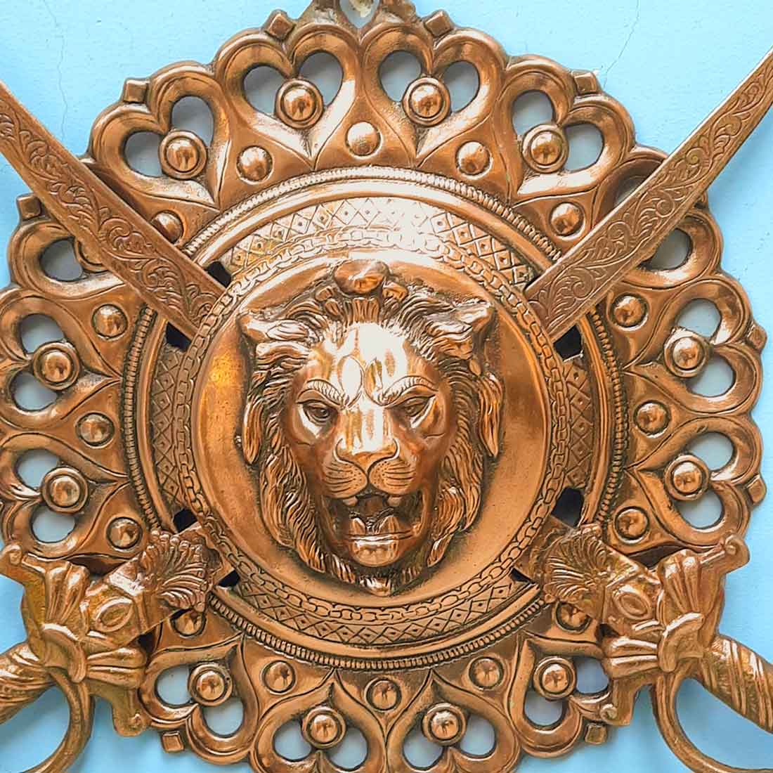 Lion Design Dhal Talwar Wall Showpiece Wall Hanging-ArtyCraftz.com
