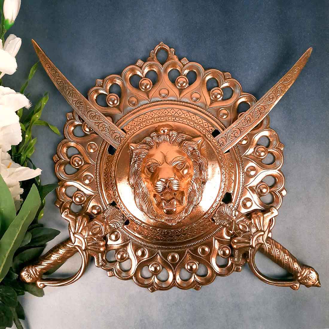 Lion Design Dhal Talwar Wall Showpiece Wall Hanging-ArtyCraftz.com