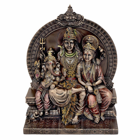 Shiva Parvathi Ganesha Bonded Bronze Idol-ArtyCraftz.com