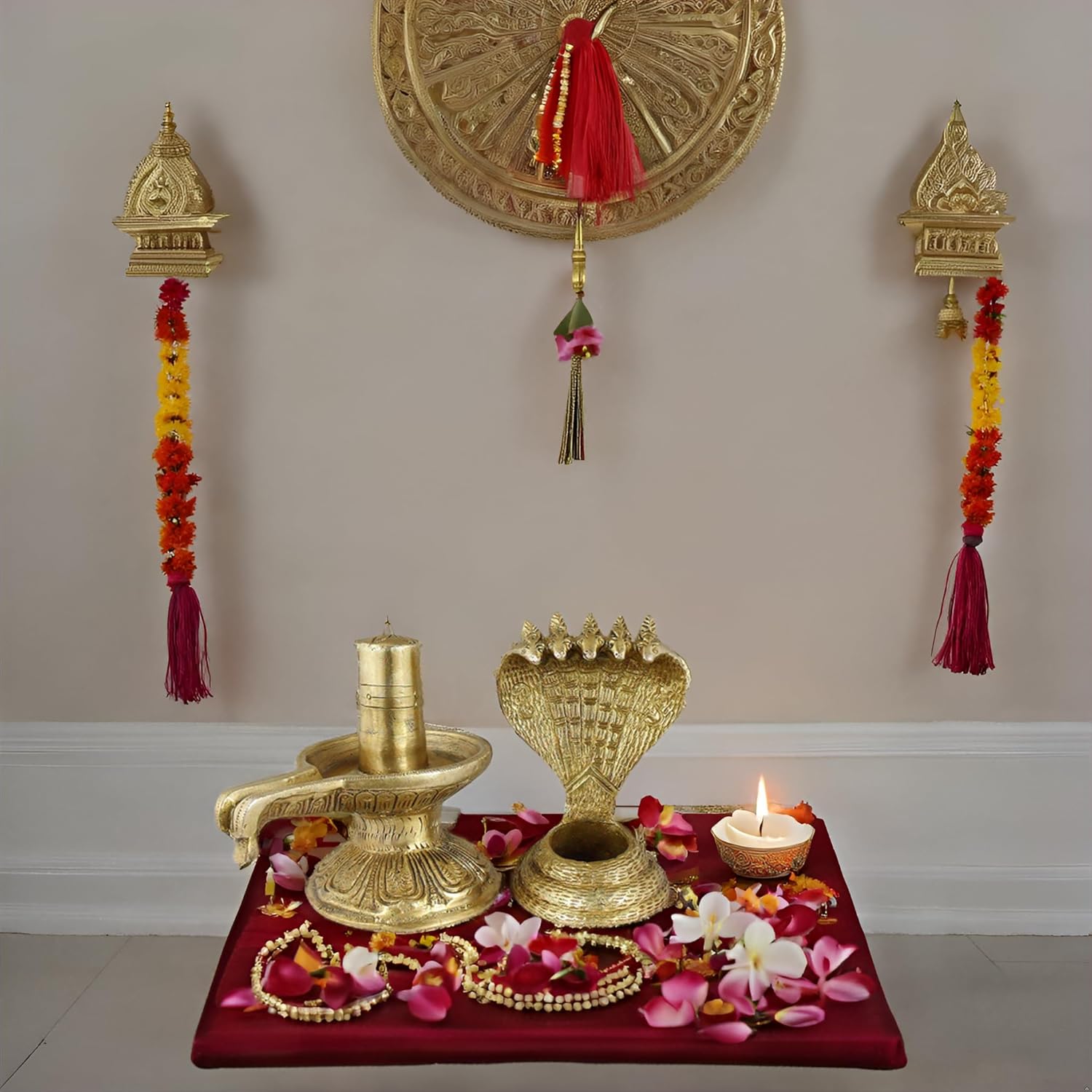 Lord Shivalingam Brass Statue with Pancha Naag