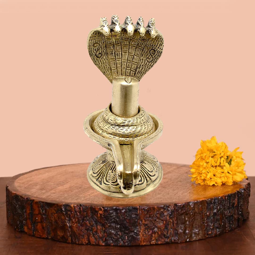 Lord Shivalingam Brass Statue with Pancha Naag