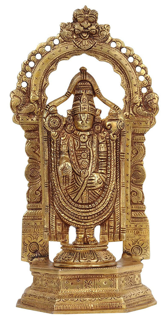 Lord Tirupati Balaji Statue- Brass Statue, Height 11.8 Inches - ArtyCraftz.com
