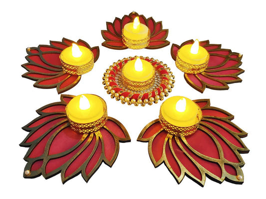 Lotus Rangoli Tealight for Diwali, Event Decoration, Home Decoration, Wedding and Religious Festival  6 Pieces - ArtyCraftz.com