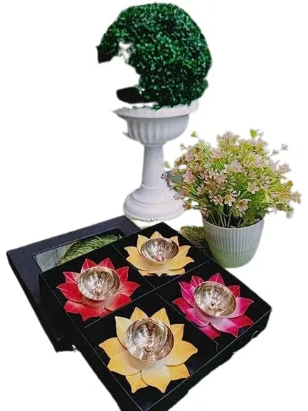 Lotus Shape Brass Diya Home Temple Decor Puja Articles - ArtyCraftz.com