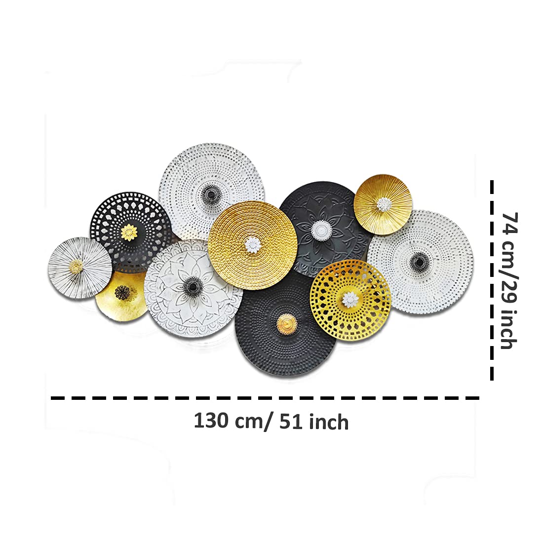 Luxury Black White Gold Circular Metal Wall Art-ArtyCraftz.com
