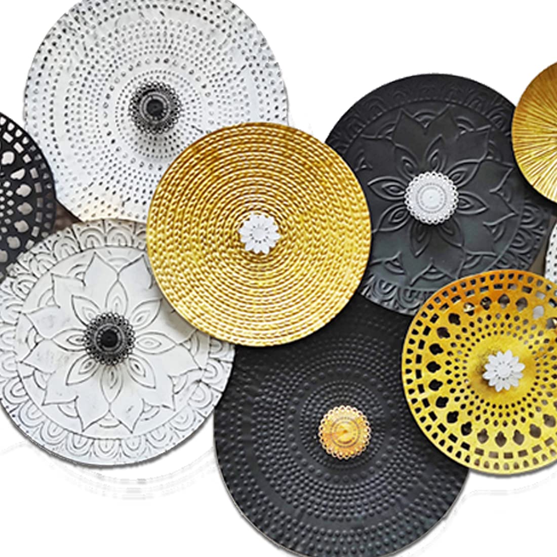 Luxury Black White Gold Circular Metal Wall Art-ArtyCraftz.com