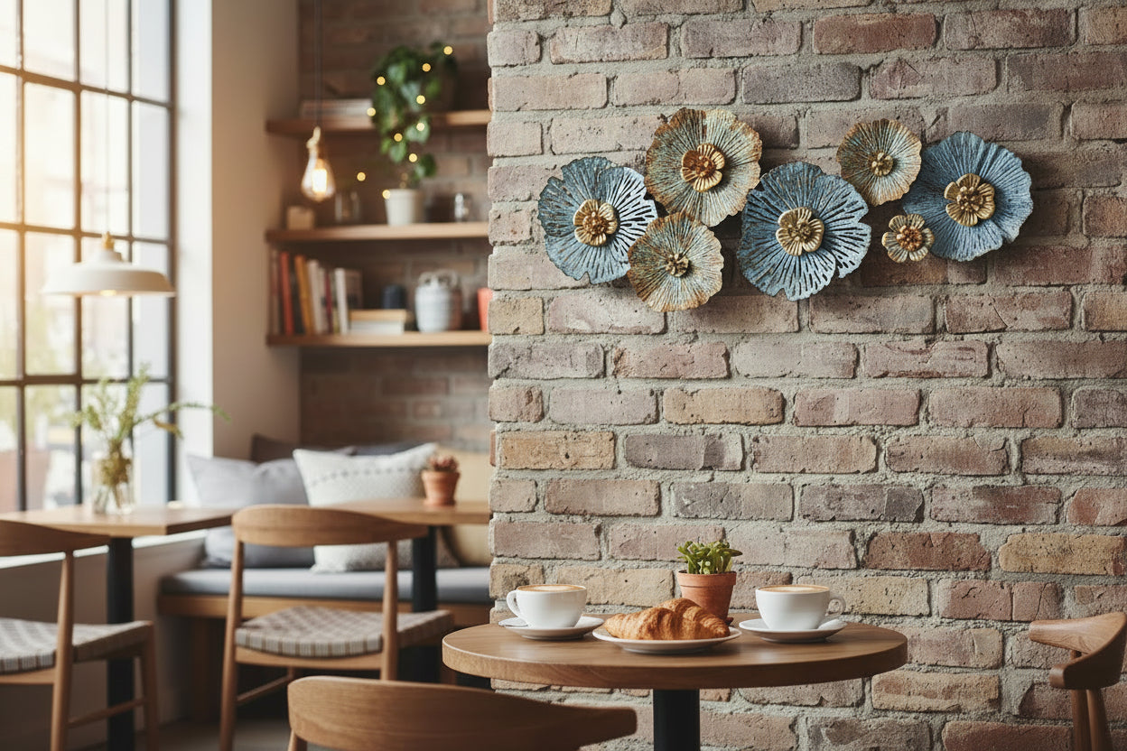 Luxury Blue Gold Floral Iron Wall Art-ArtyCraftz.com