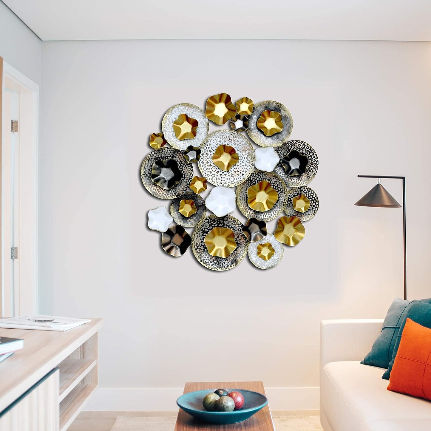 Luxury Gold & Black Circular Metal Wall Art-ArtyCraft.com