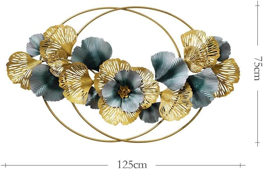 Luxury Gold Blue Floral Metal Wall Art with Circular Frame- ArtyCraftz.com