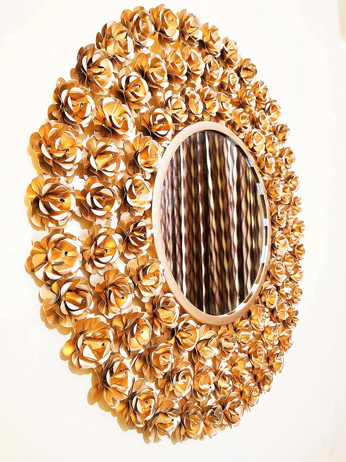 Luxury Golden Floral Wall Mirror-ArtyCraftz.com