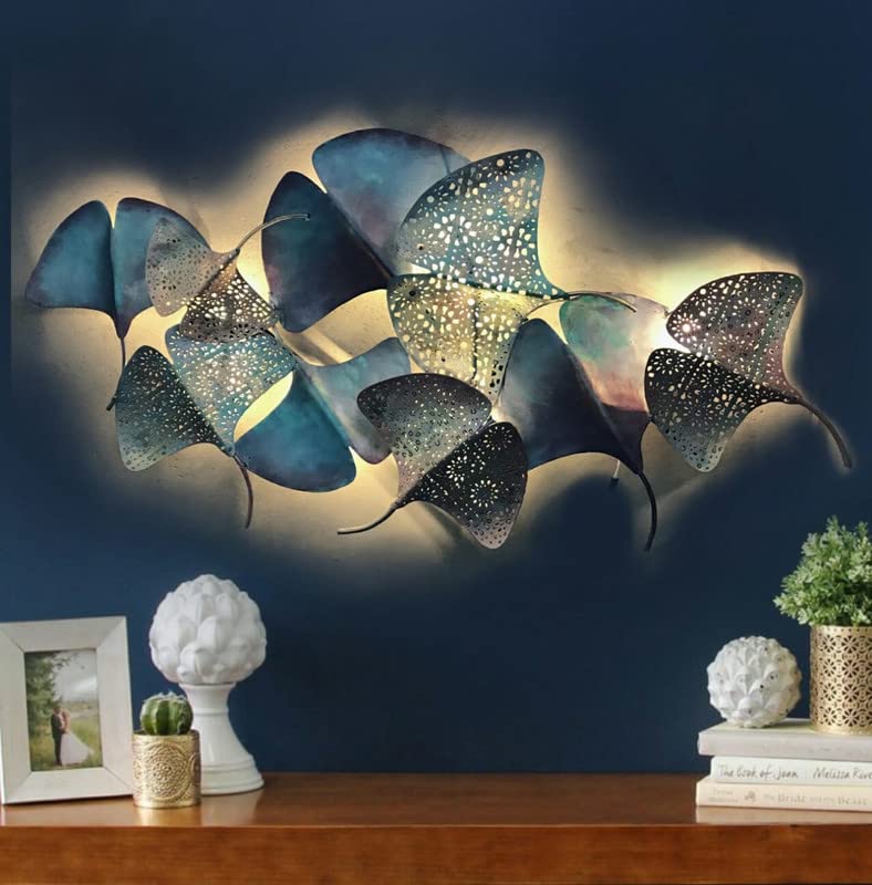Luxury LED Ginkgo Leaf Metal Wall Art - ArtyCraftz.com