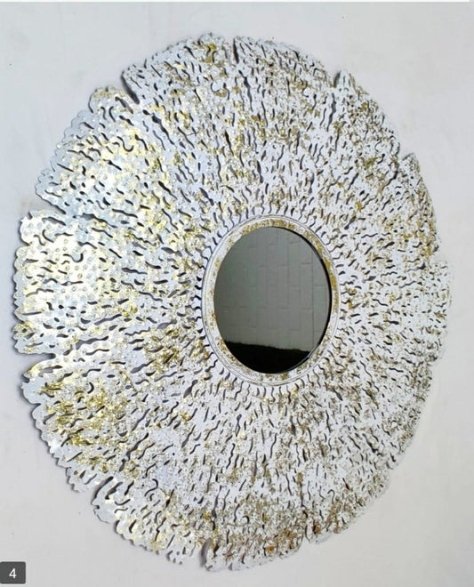 Luxury Metal Wall Mirror Decor – Round Sunburst Iron Mirror Wall Art (30 Inches)-ArtyCraftz.com