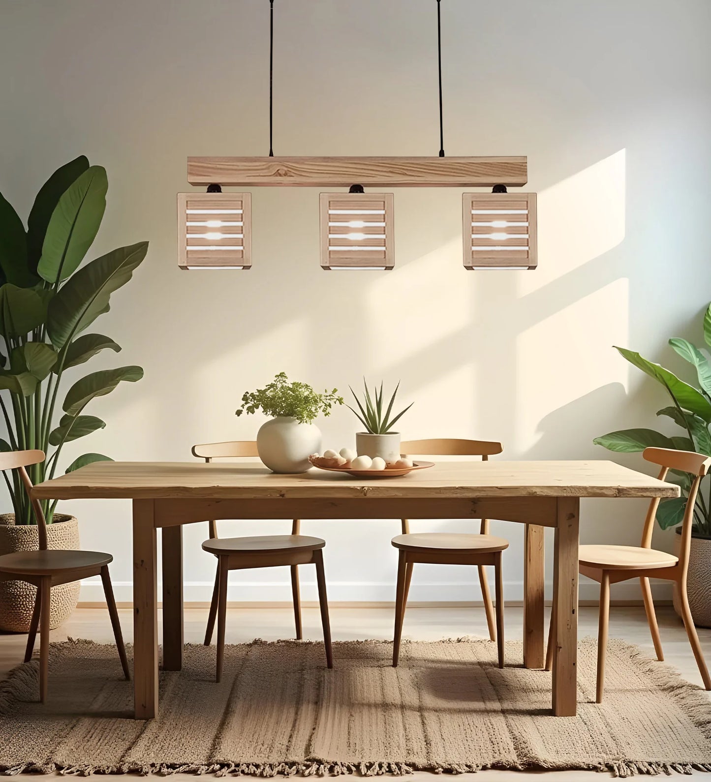 Lyon Beige Wooden Series Hanging Lamp - ArtyCraftz.com