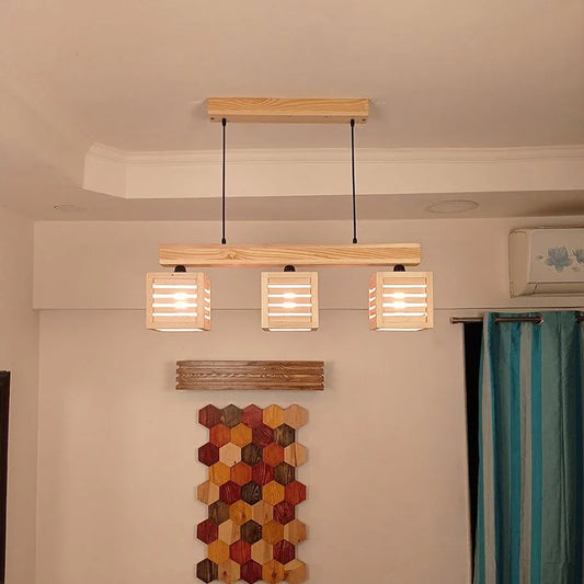 Lyon Beige Wooden Series Hanging Lamp - ArtyCraftz.com