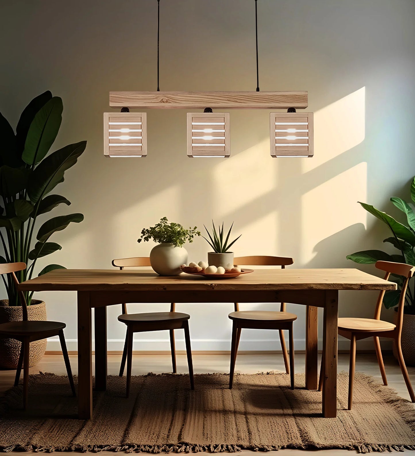 Lyon Beige Wooden Series Hanging Lamp - ArtyCraftz.com