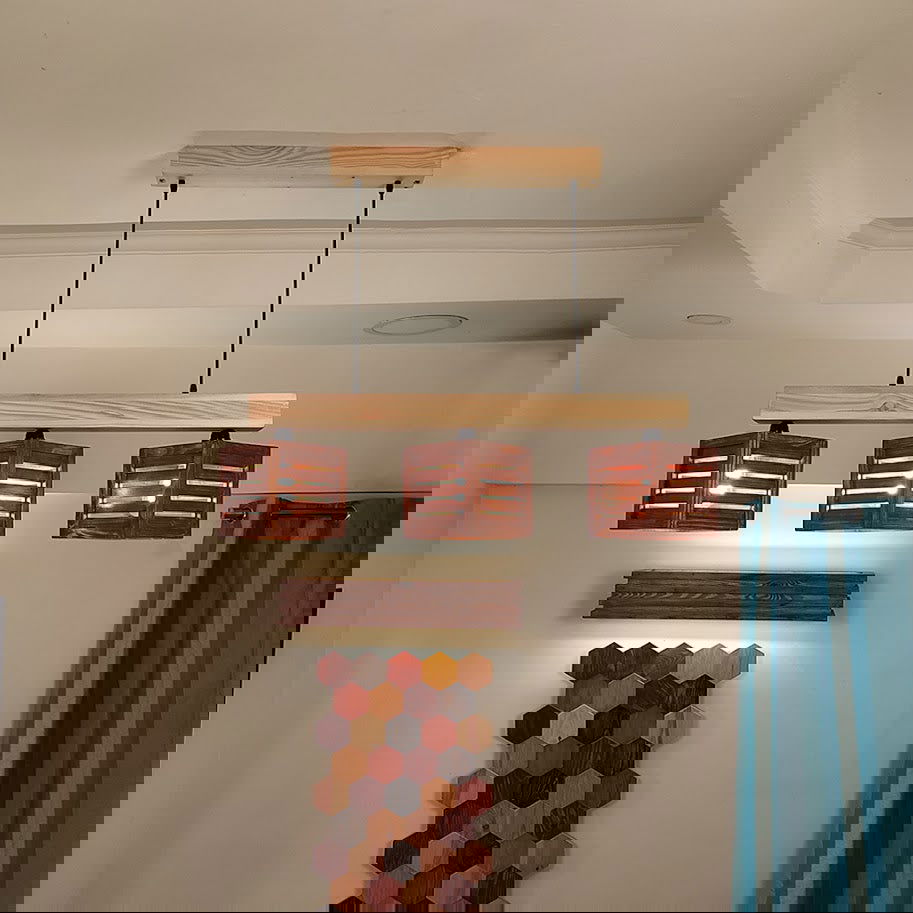 Lyon Brown & Beige Wooden Series Hanging Lamp - ArtyCraftz.com