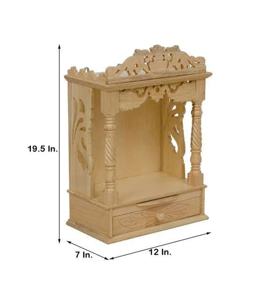 MDF & Wood Carved Wall Mounted Pooja Mandir for Home Mandir - ArtyCraftz.com