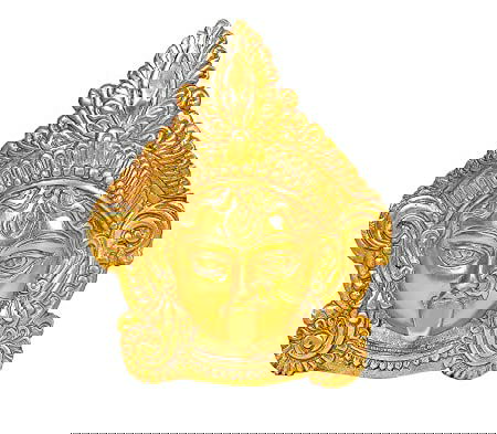 Maa Durga Mask Wall Hanging-Golden Finish-8" - ArtyCraftz.com