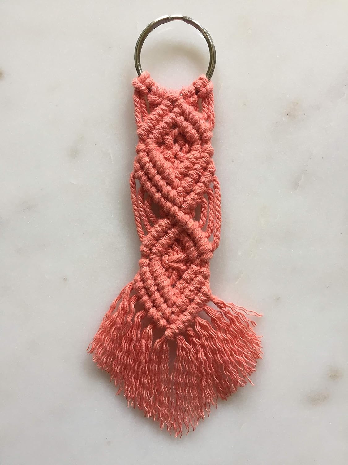 Macrame Boho Style Key Chain-Pink