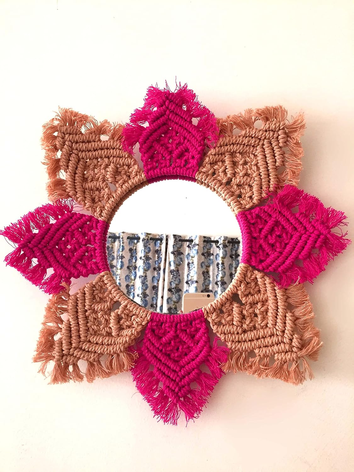 Macrame Cotton Wall Mirror-ArtyCraftz.com