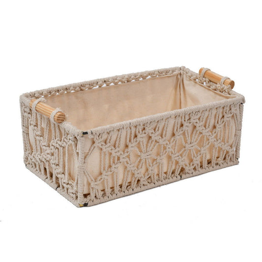 Macrame Wireframe Shelf Basket, Off-White, Medium - ArtyCraftz.com