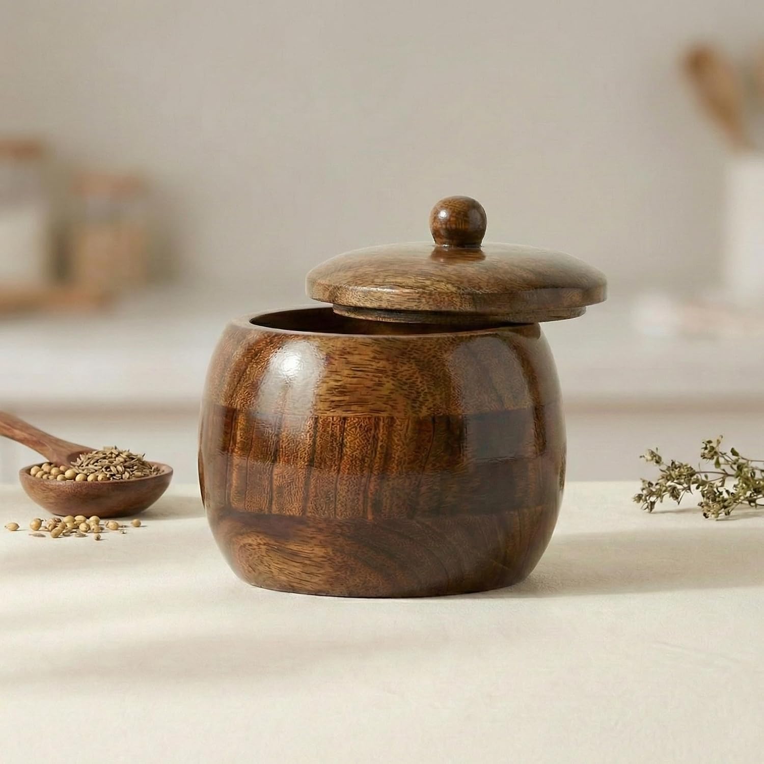 Mango Wood Spice Storage Jar-ArtyCraftz.com