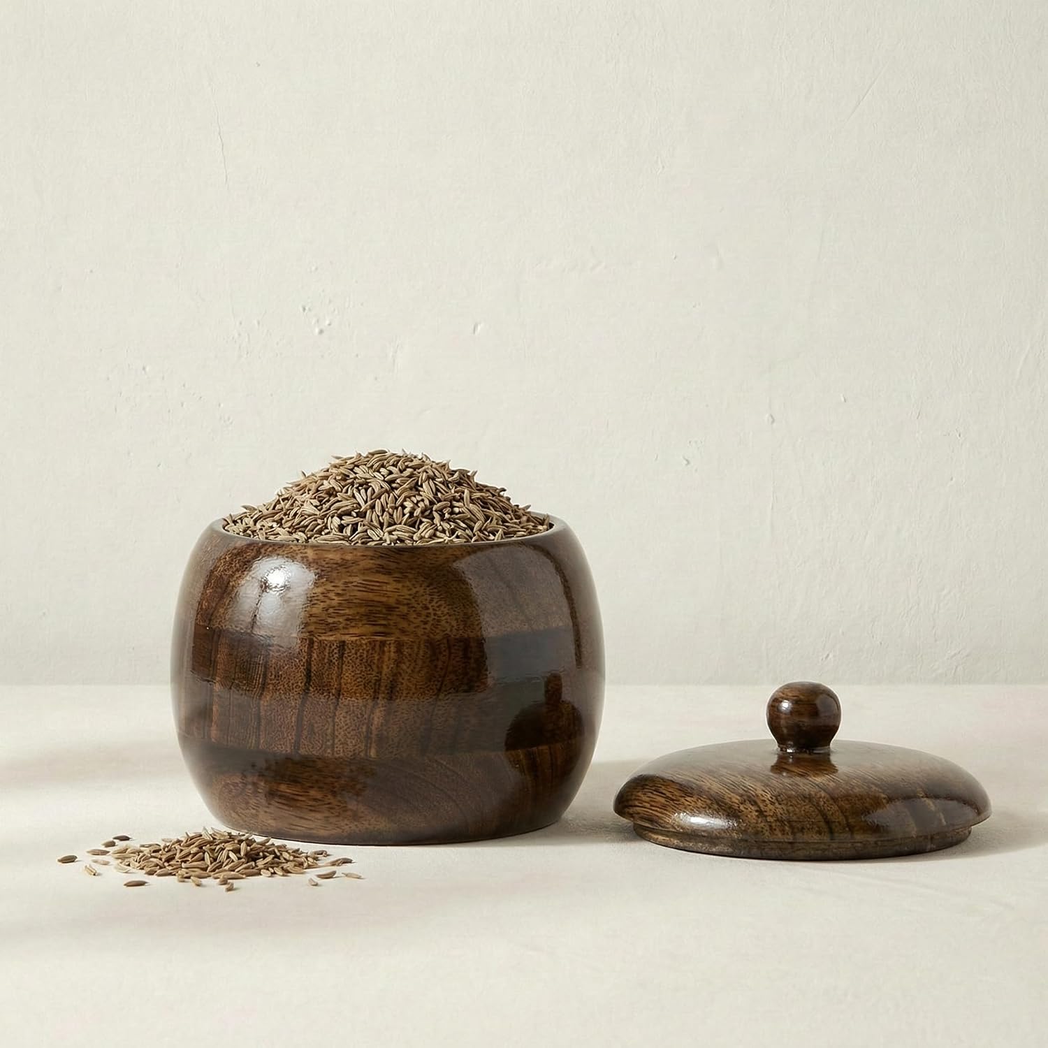 Mango Wood Spice Storage Jar-ArtyCraftz.com