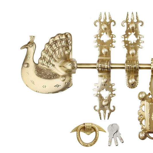 Manichitratazhu Brass Mayur Design Traditional Door Aldrop with Keys-ArtyCraftz.com