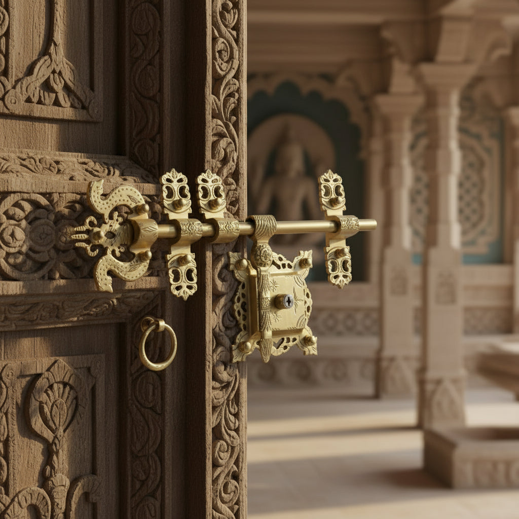 Manichitratazhu Brass Trishul Design Traditional Door Aldrop - ArtyCraftz.com