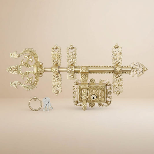 Manichitratazhu Peacock Design Traditional Door Lock with Keys-ArtyCraftz.com