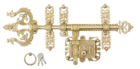 Manichitratazhu Peacock Design Traditional Door Lock with Keys-ArtyCraftz.com