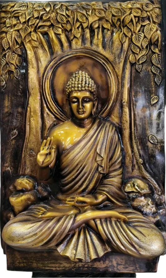 Meditating Buddha 3D Resin Wall Mural-ArtyCraftz.com