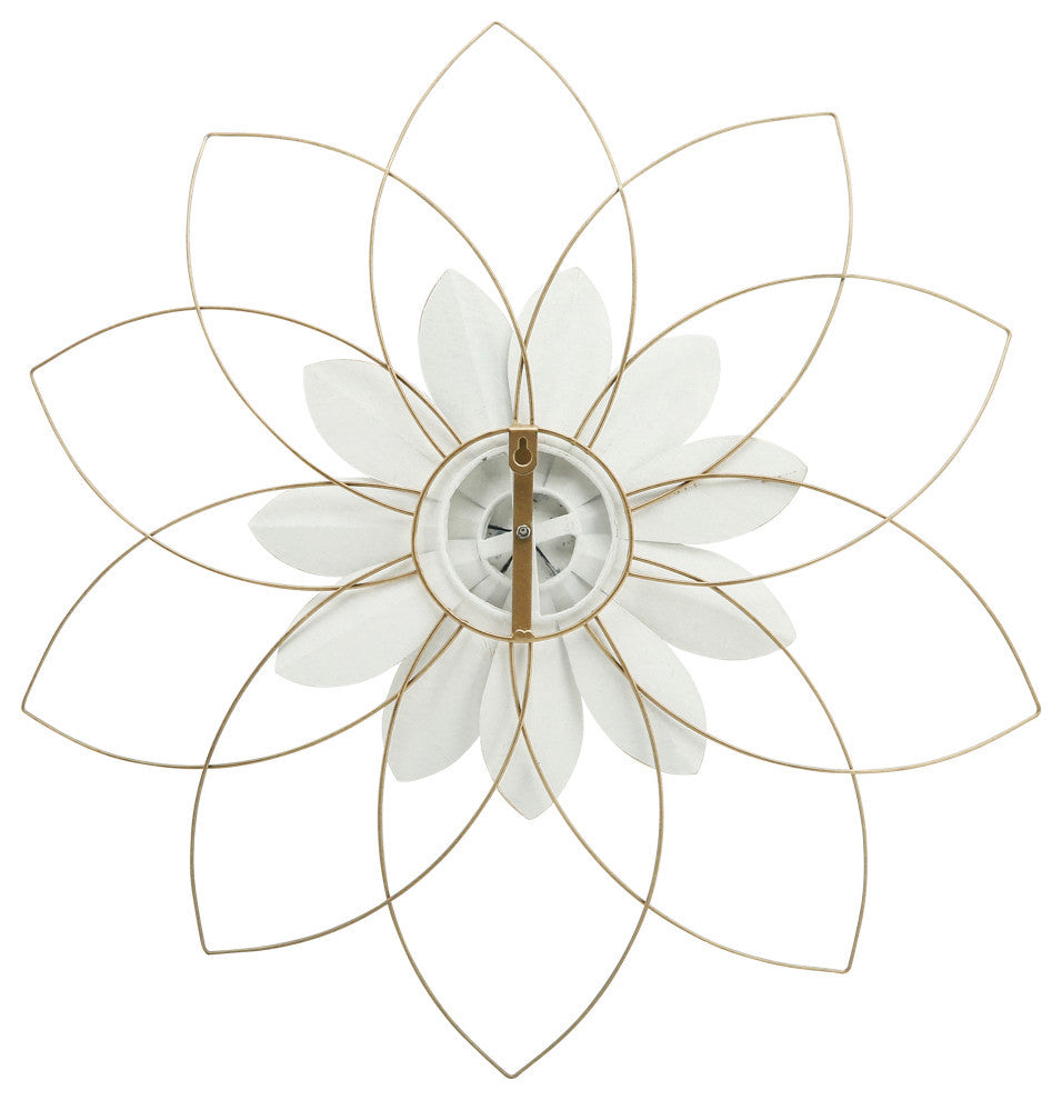 Metal 25 Inches White Blue Flower Wall Art