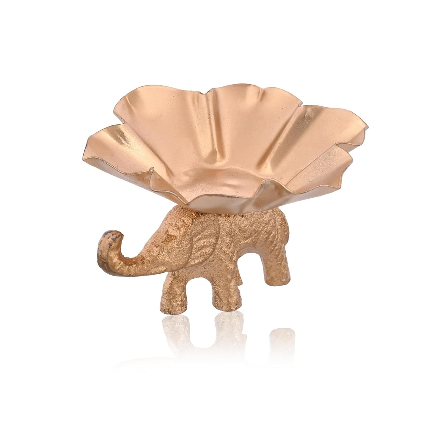 Metal Flower Shaped Tealight Candle Holder with Elephant Base