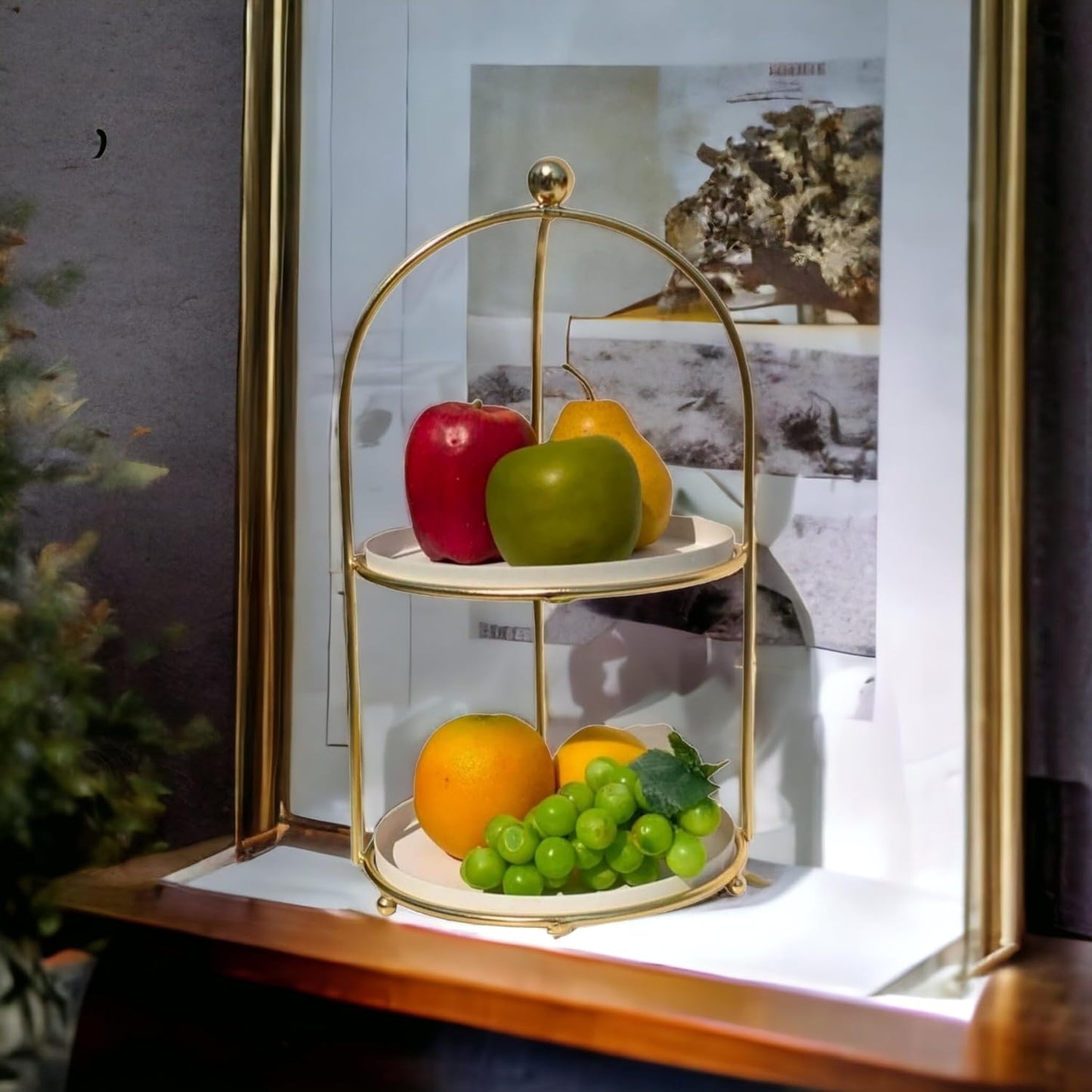 Metal Gold and White 2 Tier Cake Stand