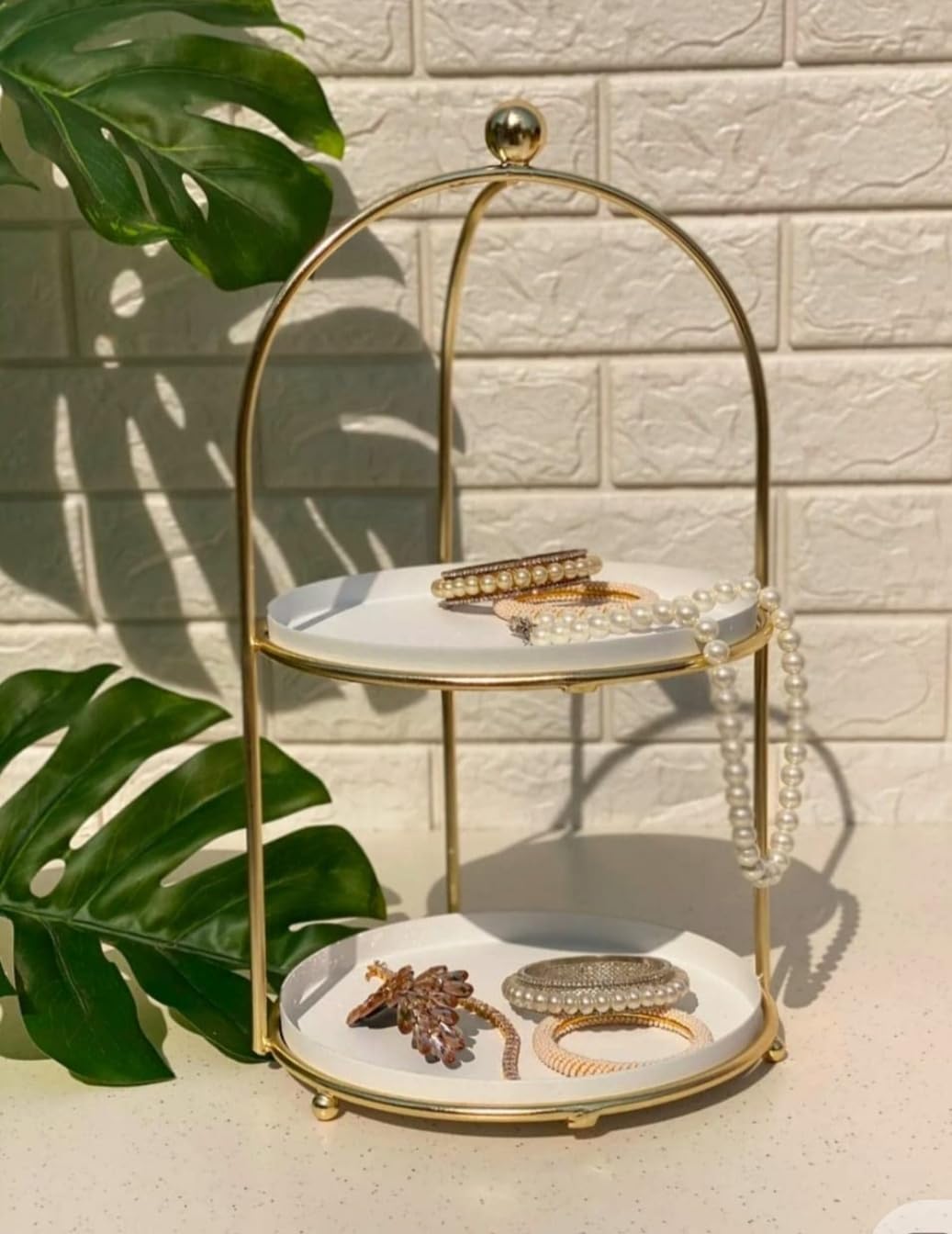 Metal Gold and White 2 Tier Cake Stand