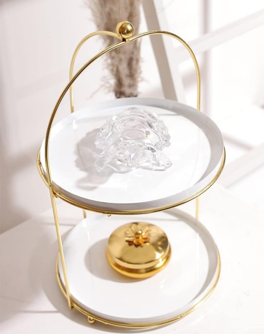 Metal Gold and White 2 Tier Cake Stand